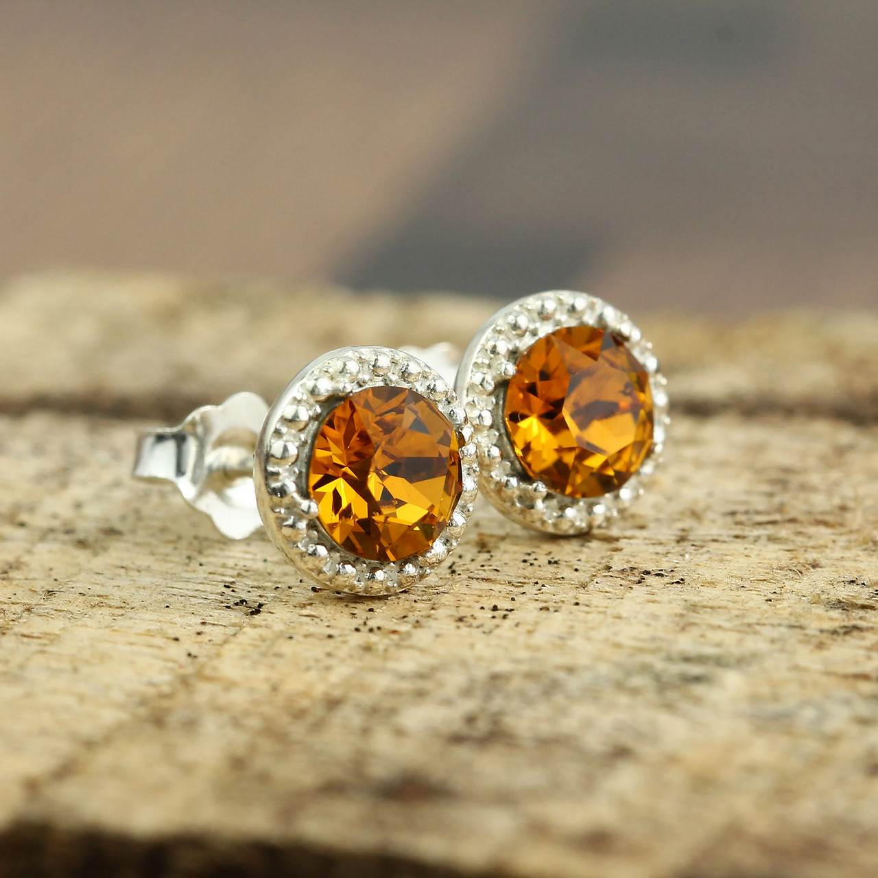 Сережки с золотым топазом Сережки с золотым топазом, фото